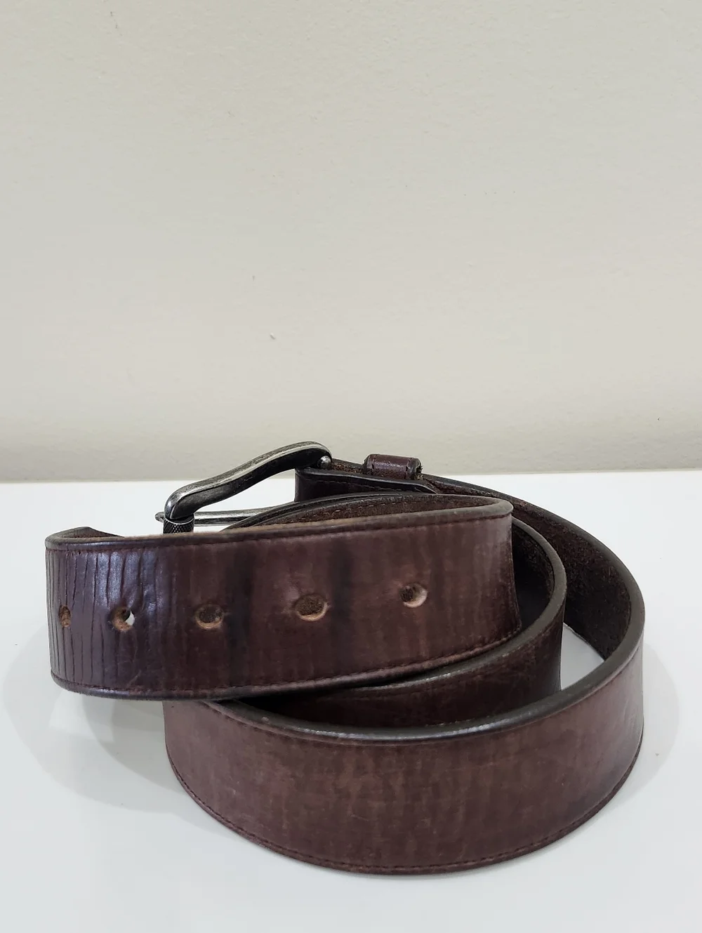Justin Boots Bent Rail Leather Bomber Belt Brown Men's 38 1.5